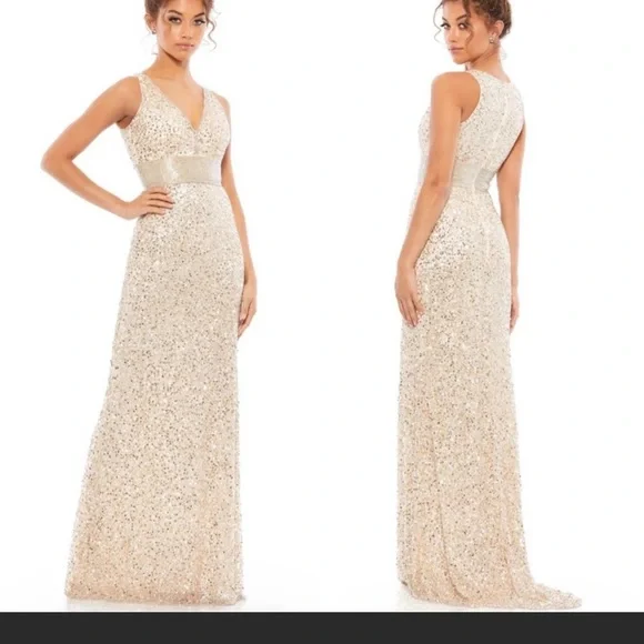 slim fit dress slacks Mac Duggal 93968 Gown: Captivating Column Elegance  Mydressline